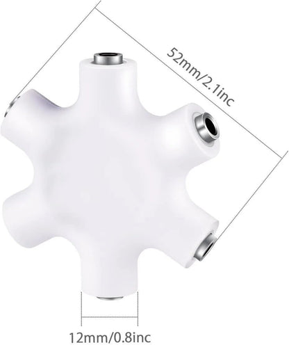 Audio Splitter 1X5 Hexagon Earphone Adaptor with 3.5mm cable Compatible with iOS & Android