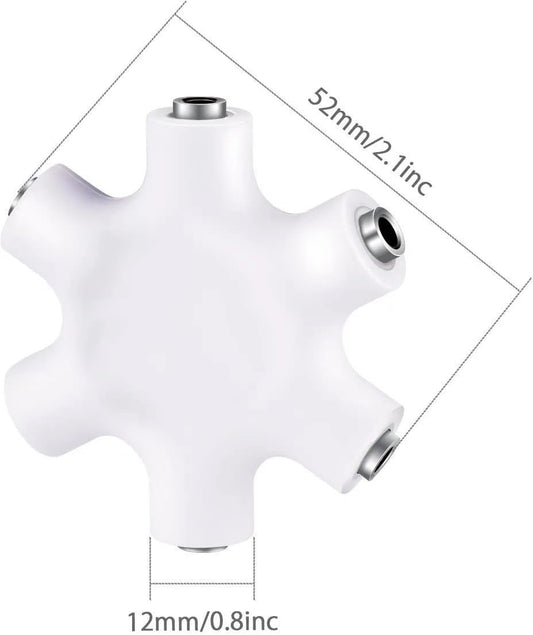 Audio Splitter 1X5 Hexagon Earphone Adaptor with 3.5mm cable Compatible with iOS & Android
