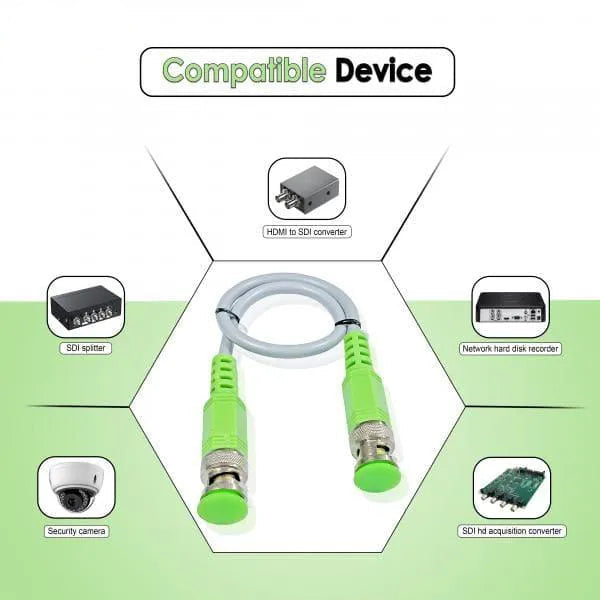 BNC Cable (Coxial) with Copper Wire Molded for CCTV Surveillance Camera | (Gold) - (Pack of 10Unit)