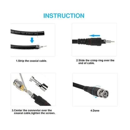 BNC connector for CCTV Camera Installation Wire Connector (Black)