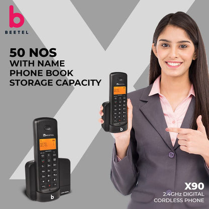 Beetel X90 Cordless 2.4Ghz Landline Phone with Caller ID Display Upto 8Hrs of Talk time