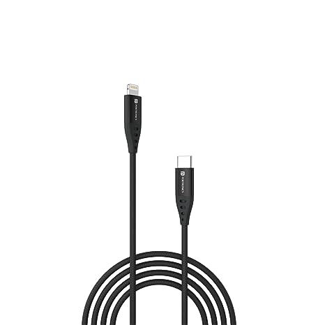 Portronics Konnect L1 20W Type C to 8 Pin Quick Charging Cable with Nylon Braided, Metal Heads, 1 m Length for Smartphone