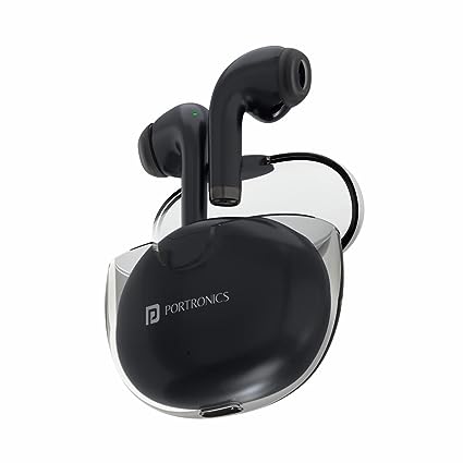 Portronics Harmonics Twins S4 Smart TWS Earbuds, Bluetooth 5.3, 16Hrs Playtime, 13mm Dynamic Drivers, Heavy Bass, Type C