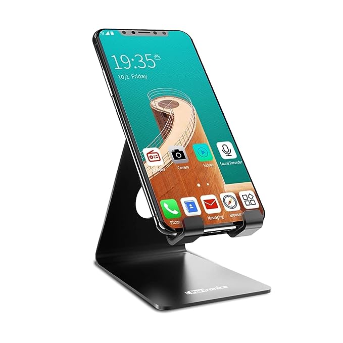 Portronics MODESK Universal Mobile Holder Stand with Metal Body, Anti Skid Design, Light Weight for All Smartphones, Tablets, Kindle, iPad