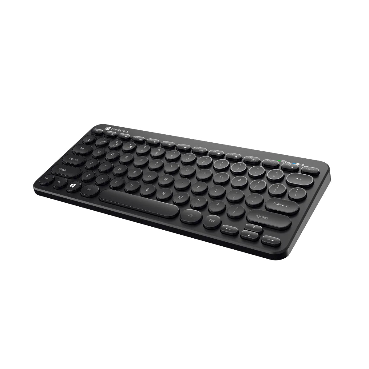Portronics Bubble Multimedia Wireless Keyboard 2.4 GHz & Bluetooth 5.0 Connectivity, Noiseless Experience, Compact Size (Black)