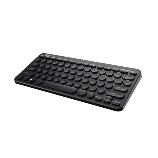 Portronics Bubble Multimedia Wireless Keyboard 2.4 GHz & Bluetooth 5.0 Connectivity, Noiseless Experience, Compact Size (Black)