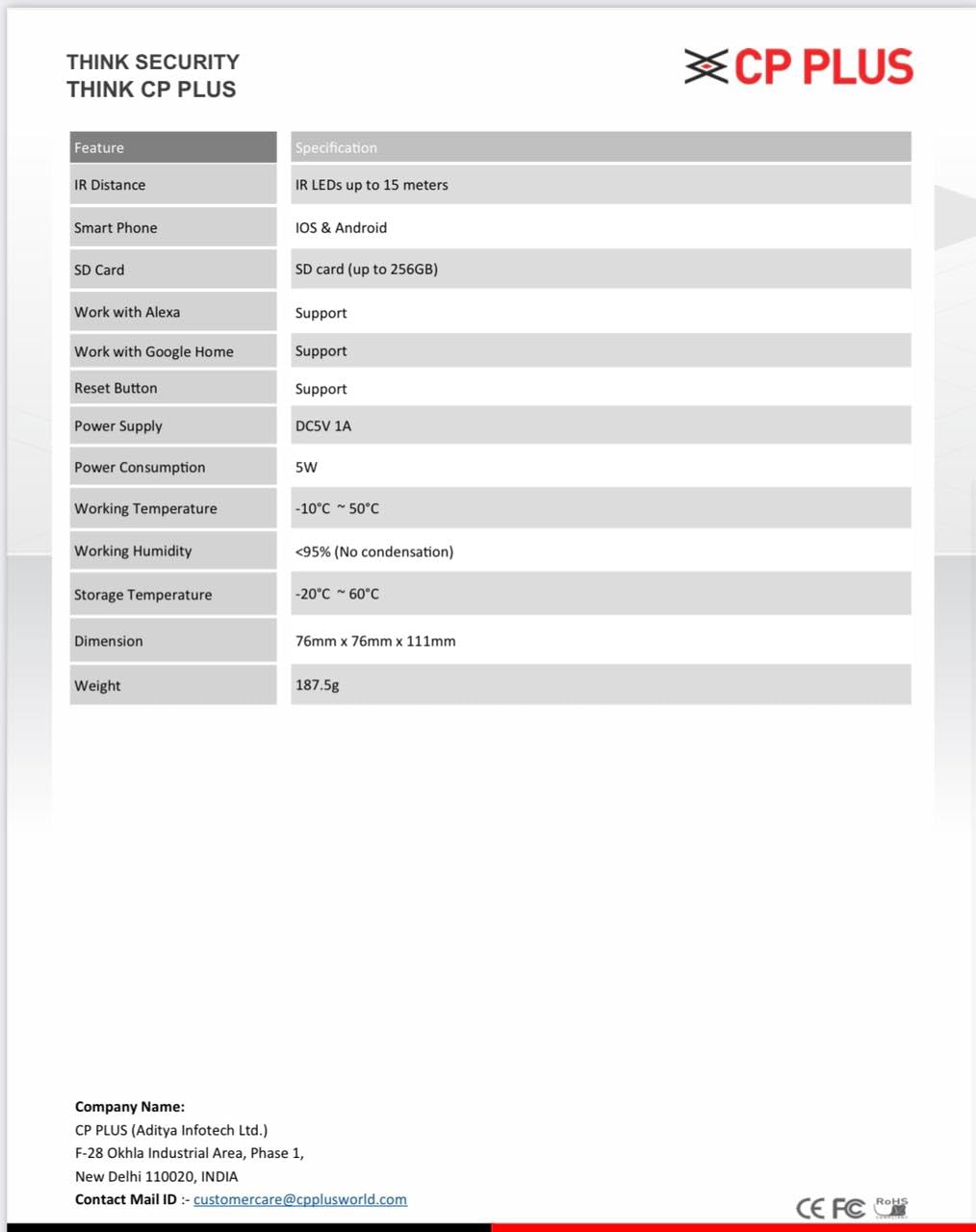 CP PLUS CP-E28A 2MP Full HD PT Smart Wi-Fi Camera with 2 Way Talk & Motion Tracking