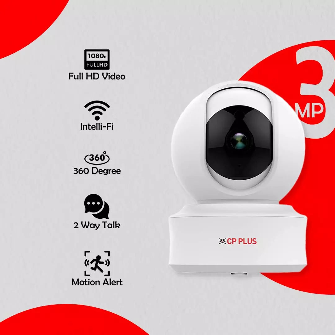 CP PLUS CP-E31A 3 MP Wi-Fi PT 360Â° View | 2 Way Talk | Night Vision | Motion Detect CCTV Home Security Camera (White)