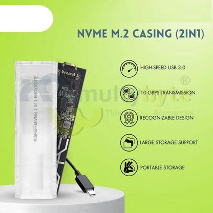 M.2 NVMe & M.2 SSD 2 in 1 Portable Enclosure with USB 3.1 Output Data Transfer rate upto 10 Gbps