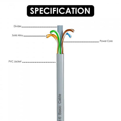 Cat 6 Cable, UTP Cable | (Alloy) LAN Cable, Network Cable | Ethernet Cable RJ45 Cable LAN Wire with High Speed connectivity | 4 Pair Separator Design