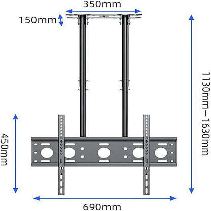 TV Mount Bracket Heavy Duty Ceiling for 40"(101.6)cm– 90" (228.6)cm TVs | 45° Tilt | 60Kg Load Capacity | Metal Ceiling Mount Stand
