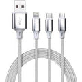 Champion 3 in 1, USB Data Cable Braided with Micro USB ,Type C, Lightning Port Compatible with iPhone, iPad, Samsung, OnePlus, Mi, Oppo, Vivo, Xiaomi