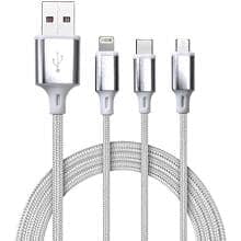 Champion 3 in 1, USB Data Cable Braided with Micro USB ,Type C, Lightning Port Compatible with iPhone, iPad, Samsung, OnePlus, Mi, Oppo, Vivo, Xiaomi