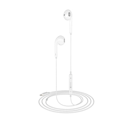 Portronics Conch 40 in-Ear Wired Earphone with 8-Pin Charging Port, Powerful Audio, Built-in Microphone (White)