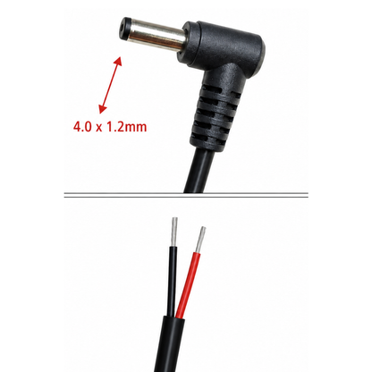 DC Male 4.0 x 1.2mm L-Shape to Pigtail Open Ended Power Cable 1.2m for CCTV, LED, Router & DIY Electronics