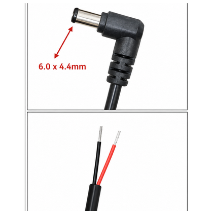DC Male 6.0 x 4.4mm L-Shape to Pigtail Open Ended Power Cable 1.2m for Laptop Adapter, DIY Electronics & DC Power Supply
