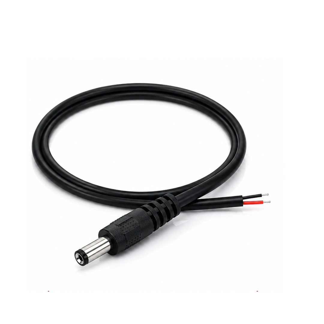 DC Power Cable (2.1 x 5.5)mm – Male Plug Power Cord for CCTV, Router & LED Devices - 1 Mtr