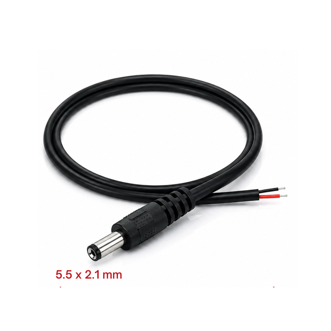 DC Power Cable (2.1 x 5.5)mm – Male Plug Power Cord for CCTV, Router & LED Devices - 1 Mtr