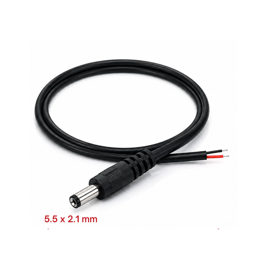 DC Power Cable (2.1 x 5.5)mm – Male Plug Power Cord for CCTV, Router & LED Devices - 1 Mtr