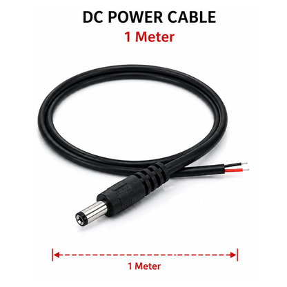DC Power Cable (2.1 x 5.5)mm – Male Plug Power Cord for CCTV, Router & LED Devices - 1 Mtr