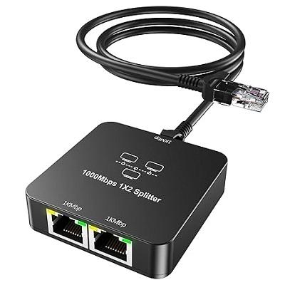 RJ45 Gigabit Ethernet Splitter , Network Extender Adapter for PC, TV Box, Router