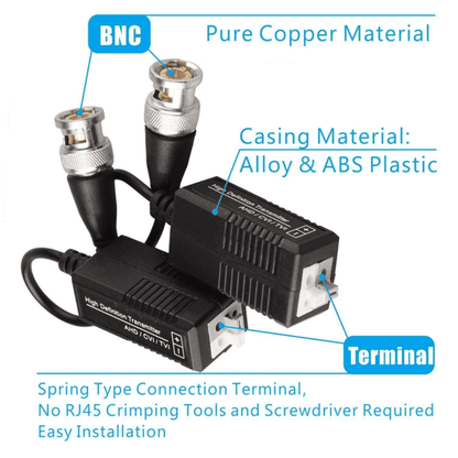 CCTV Passive Video Balun Transmitter & Transceiver for 1080P DVR Systems