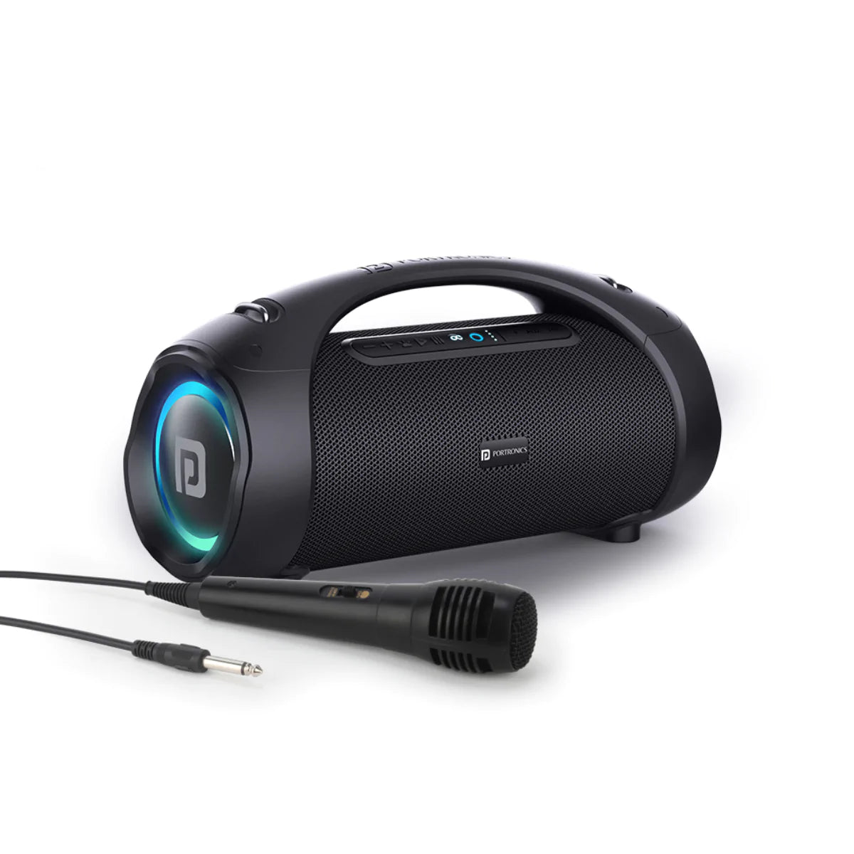 Portronics Dash 12 60W Wireless Bluetooth Party Speaker with Wired Karaoke Mic, TWS Function, Multicolor LED Light