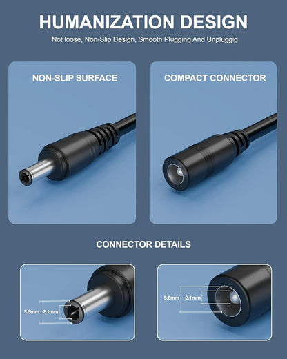 Champion DC Male to Female Extension Cable ,(2.1 x 5.5)mm ,Power Adapter Cord for CCTV Camera, DVR, NVR, LED Strip, IP Camera & Baby Monitor