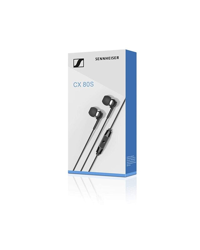 Sennheiser CX 80S in-Ear Wired Headphones with in-line One-Button Smart Control with Microphone, 3 Ear Adapter Sizes 3.5MM Jack, Superior Sound, Black