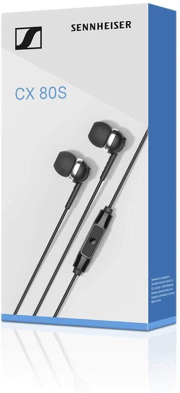 Sennheiser CX 80S in-Ear Wired Headphones with in-line One-Button Smart Control with Microphone, 3 Ear Adapter Sizes 3.5MM Jack, Superior Sound, Black