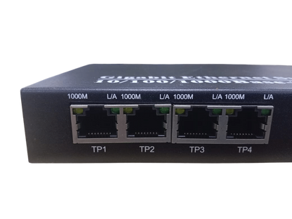 Gigabit 4 RJ45 Port Ethernet POE Switch 10/100/1000 Base-T to 1000 Base-X