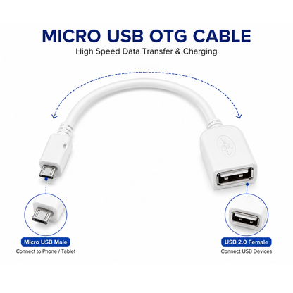 Champion Micro USB OTG Cable, Adapter, Connector, Fast Charging, Data Transfer, Compatible with Tablets, Smartphone and Chargers