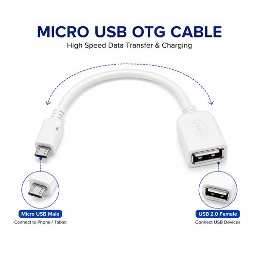 Champion Micro USB OTG Cable, Adapter, Connector, Fast Charging, Data Transfer, Compatible with Tablets, Smartphone and Chargers