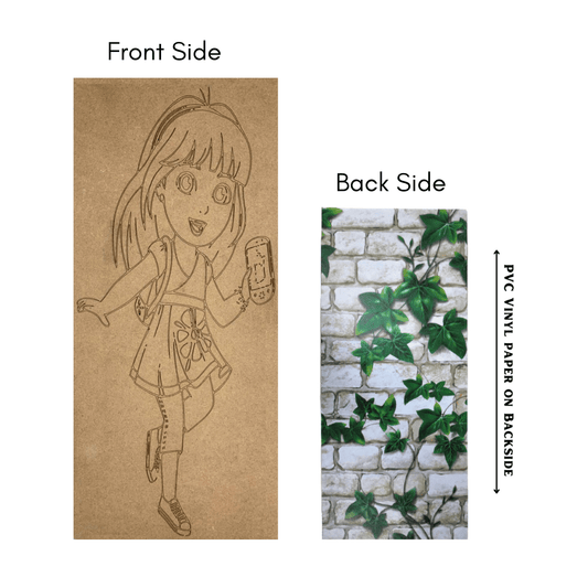 Pre Marked MDF Wooden Wall Hanging For DIY Painting Cutout 4mm Thickness (18 X 8" in) Dora the Explorer With PVC Vinyl Paper Pasted on Back Side