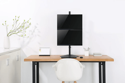 LED Dual Monitor Desk Stand 13''(33.02cm) 32''(81.28cm) Screen Support with Adjustable Arms & Straight Base for Ergonomic Viewing