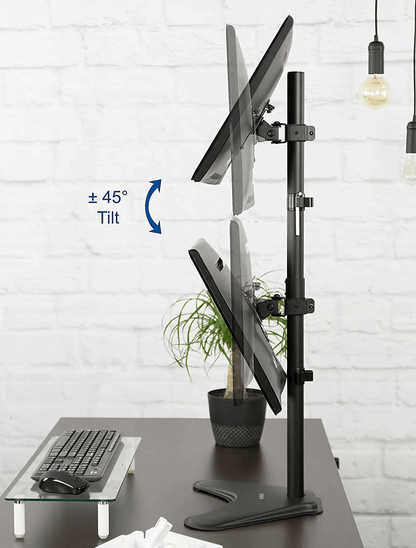 LED Dual Monitor Desk Stand 13''(33.02cm) 32''(81.28cm) Screen Support with Adjustable Arms & Straight Base for Ergonomic Viewing
