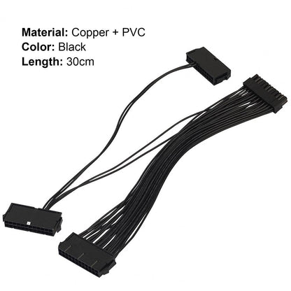 Dual PSU Power Supply 24-Pin Extension Cable for ATX Motherboard 24-pin to 24 (20+4) pin