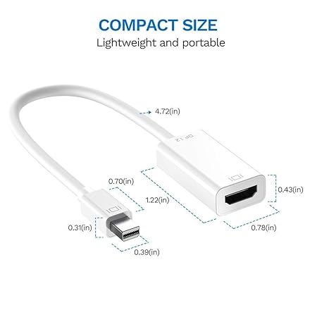 Mini DisplayPort to HDMI,Mini DP to HDMI Full HD Adapter - Compatible (Black /White)