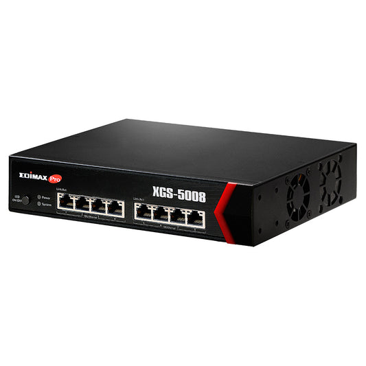 Edimax (XGS-5008),8 Port 10G Web Smart Managed Switch, Supports 802.1Q VLAN, IPv4/IPv6, Auto Fault-Detection for Current and Voltage ,Access Control List (ACL)