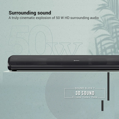 Portronics Sound Slick 7 50W Wireless Soundbar with Aux in 3.5 mm in-Built Power Cable