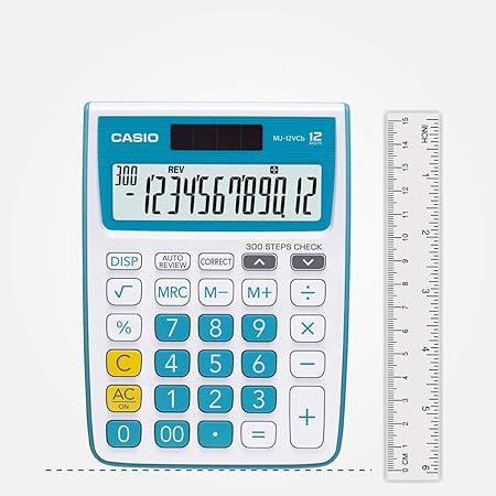 Casio MJ-12VCb-BU 300 Steps Check & Correct Colourful Desktop Calculator (Blue)
