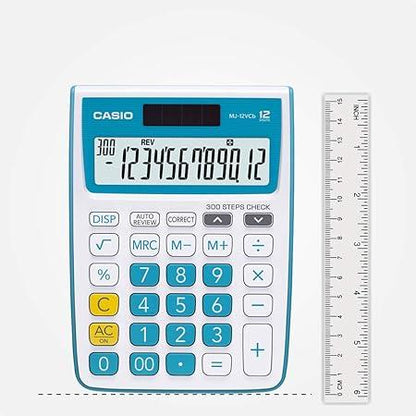 Casio MJ-12VCb-BU 300 Steps Check & Correct Colourful Desktop Calculator (Blue)