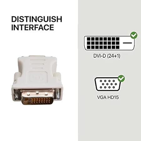 DVI 24 +1 Pin DVI to VGA Male to Female Video Converter Adapter Compatible with PC Laptop for Graphics Cards, Computer, HDTV, Monitor