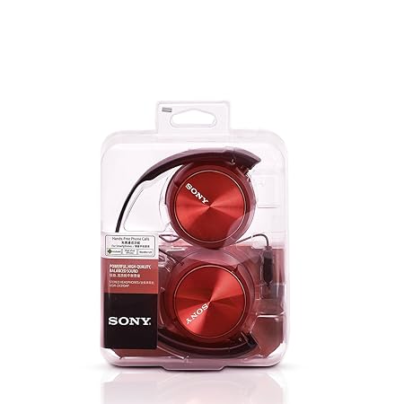 Sony MDR-ZX310AP Wired On Ear Headphones With Mic - renewed (Red)