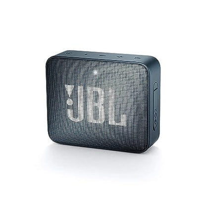 JBL Go 2 Wireless Portable Bluetooth Speaker with Mic, Signature Sound, Vibrant Color Options with IPX7 Waterproof & AUX (Navy Blue)