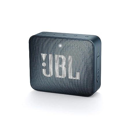 JBL Go 2 Wireless Portable Bluetooth Speaker with Mic, Signature Sound, Vibrant Color Options with IPX7 Waterproof & AUX (Navy Blue)