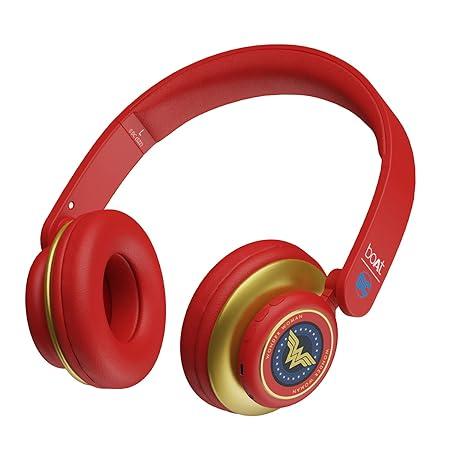 boAt Rockerz 450 Wonder Woman Edition Bluetooth On Ear Headphones with Mic, Upto 15 Hours Playback, 40mm Drivers (Amazonian Red) (Copy)