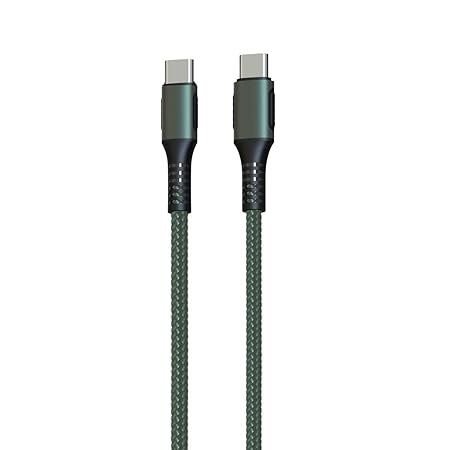 Portronics Konnect C Square 18W Type c to c ,3A Quick Charge Support, Nylon Braided,1.2M (Green)