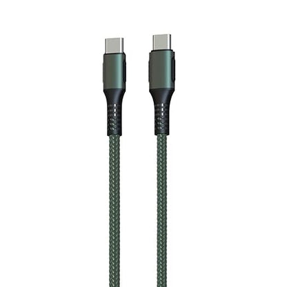 Portronics Konnect C Square 18W Type c to c ,3A Quick Charge Support, Nylon Braided,1.2M (Green)