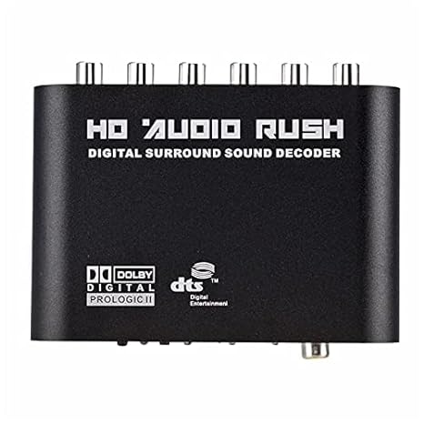 Digital to Analog 5.1 Audio Rush Decoder Converter Optical SPDIF Coaxial R/L Audio to 5.1CH Analog Audio 6RCA Output
